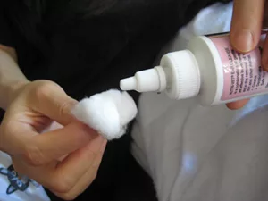 clean the cat's eyes with a gauze soaked in a specific detergent