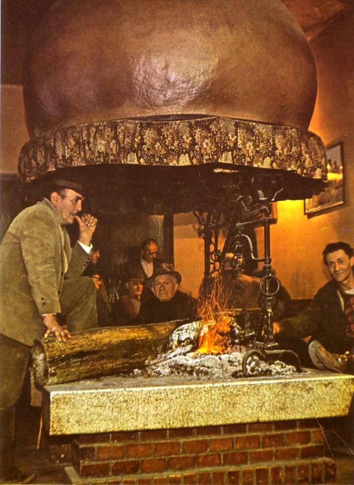 The fireplace in the center