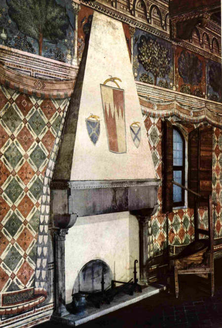 Three types of leaning fireplaces
